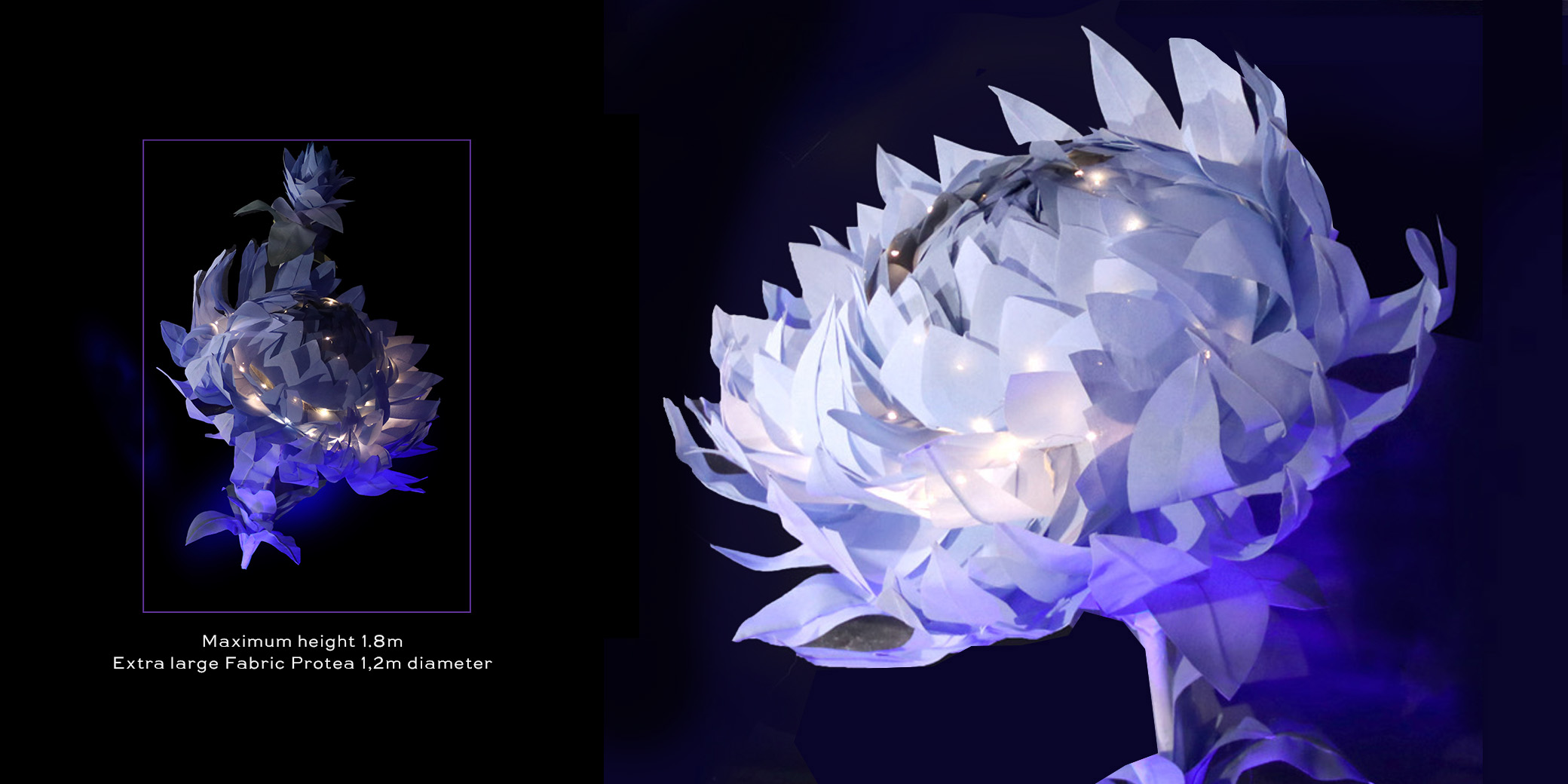 Extra Large Blue Fabric Protea